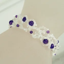 Bracelet M Silver 925 - Arabesque Amethyst-White - Bracelet M Silver 925 - Argent 925